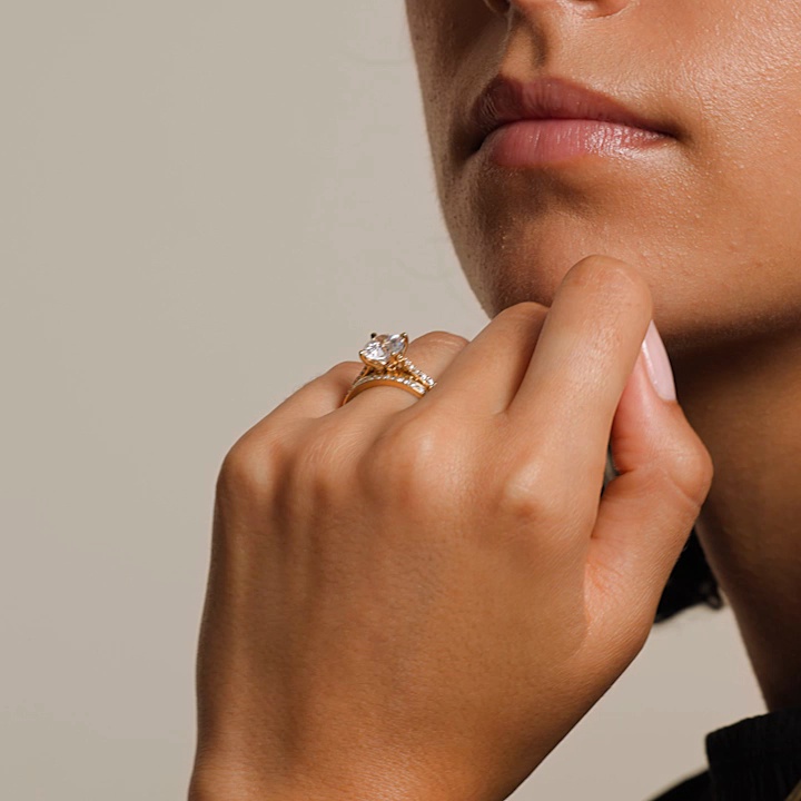 18K Yellow Gold Elodie Cathedral Diamond Ring