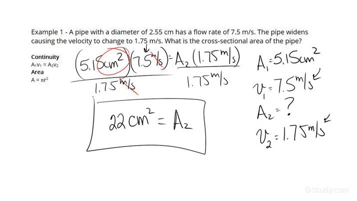 how-to-calculate-an-area-using-the-equation-of-continuity-physics