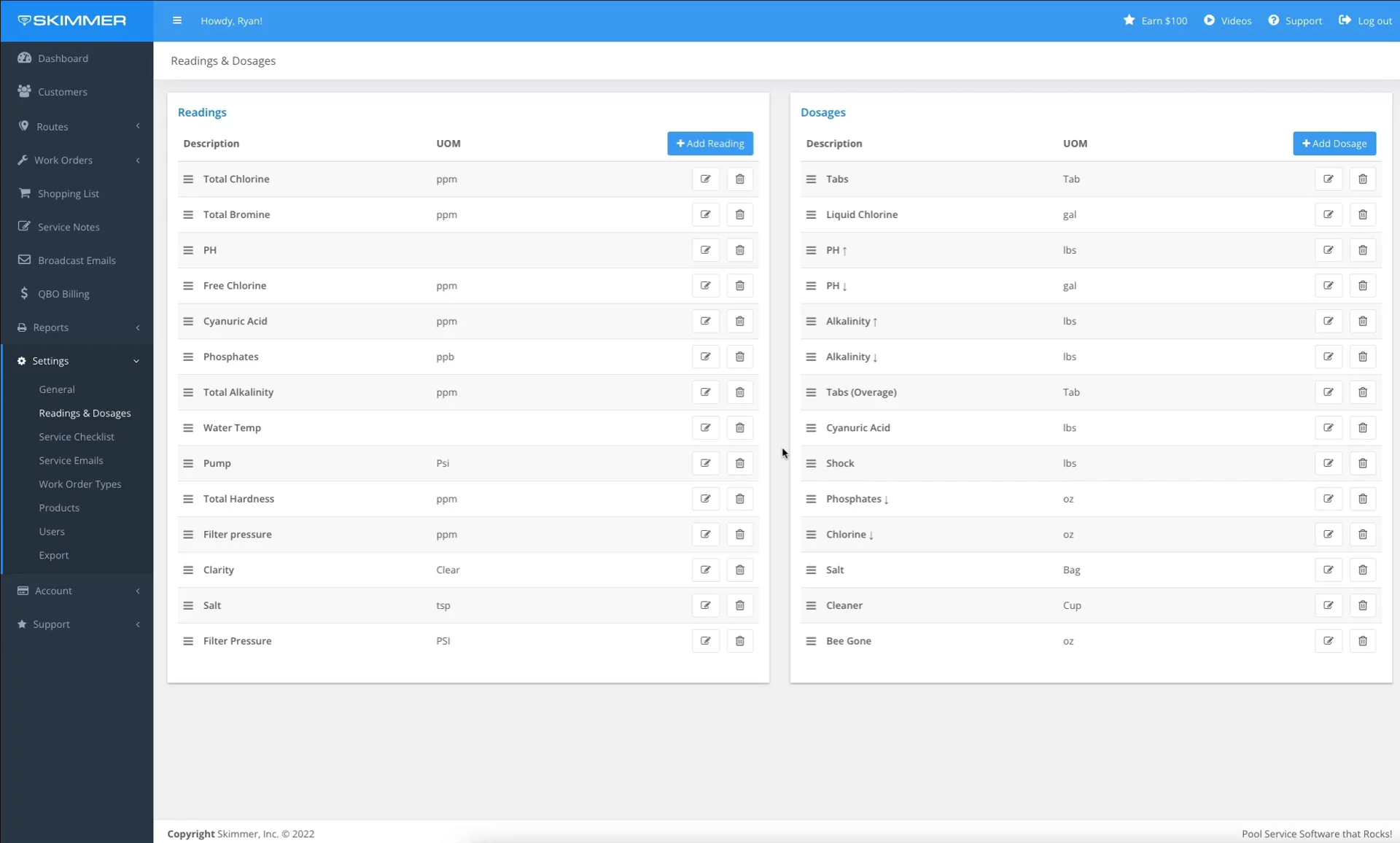 pool service checklist customization