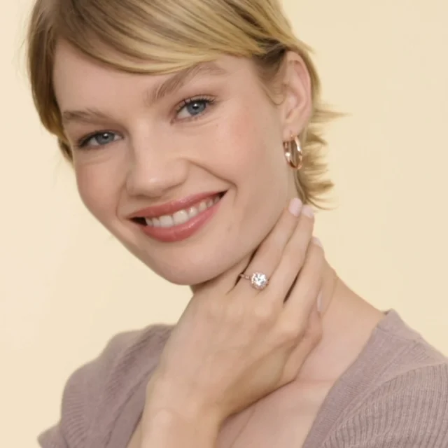 14K Rose Gold Cadenza Halo Diamond Ring