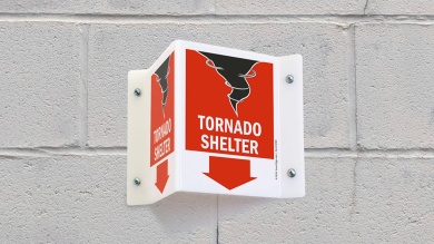 Tornado Shelter Projecting Sign