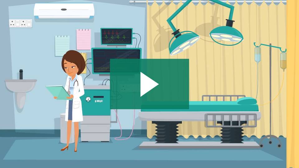An animated photo of a doctor going over lab results in a room.