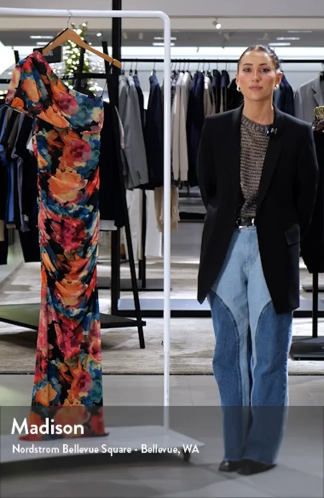 Black Halo Rosario Ruched One-Shoulder Maxi Dress Nordstrom