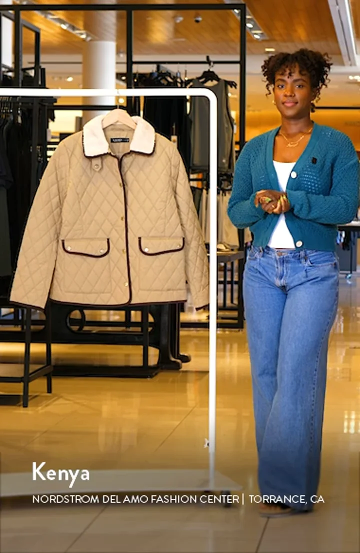 Lauren Ralph Lauren Quilted Faux Shearling Collar Jacket | Nordstrom