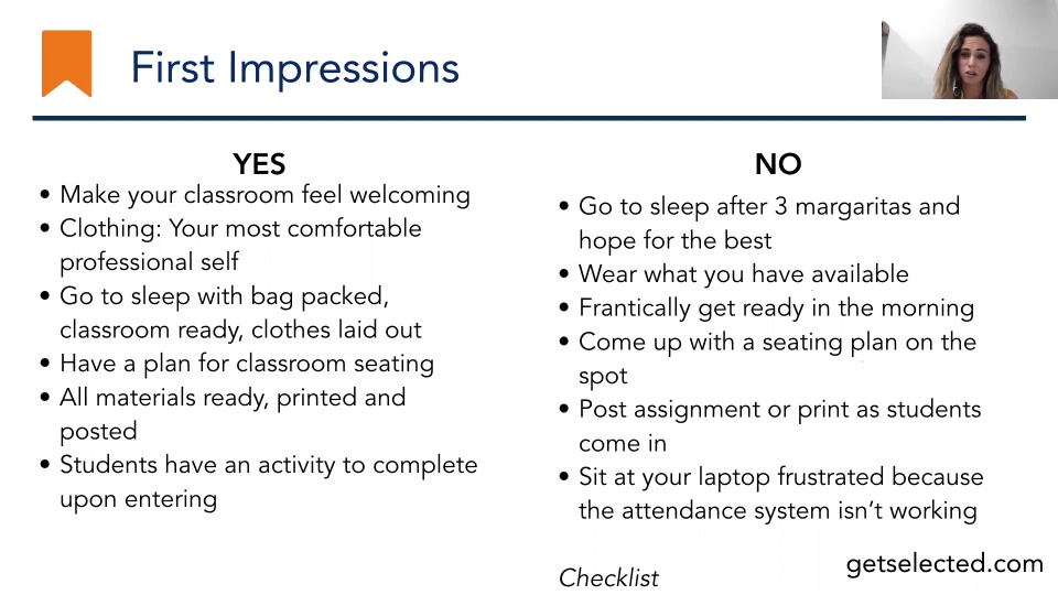 Selected First Impressions from Your First 30 Days of Teaching