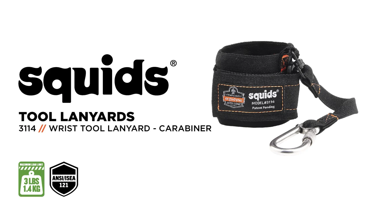 Easily Tether Tools Using a Stainless Steel Carabiner Connection Point on  Squids 3114 Wrist Lanyard