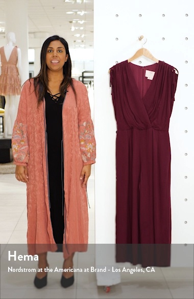 Gal Meets Glam Collection Luella Ruched Shoulder Crop Jumpsuit