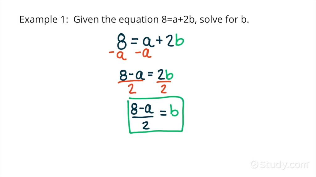 Solving For A Variable In Terms Of Other Variables Using Addition Or Subtraction Algebra