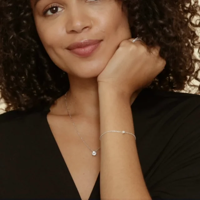 Silver Diamond Bezel Bracelet