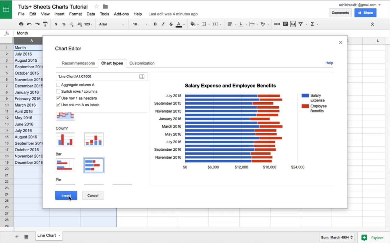 Как сделать диаграмму в google docs