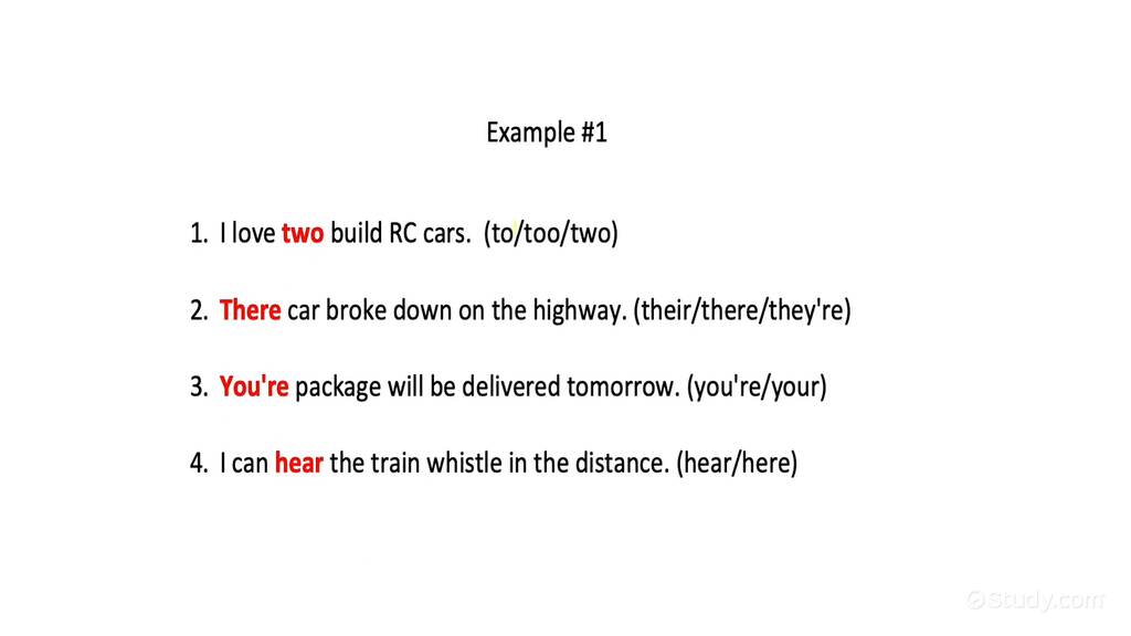 Identifying and Correcting Homophone Errors | English | Study.com