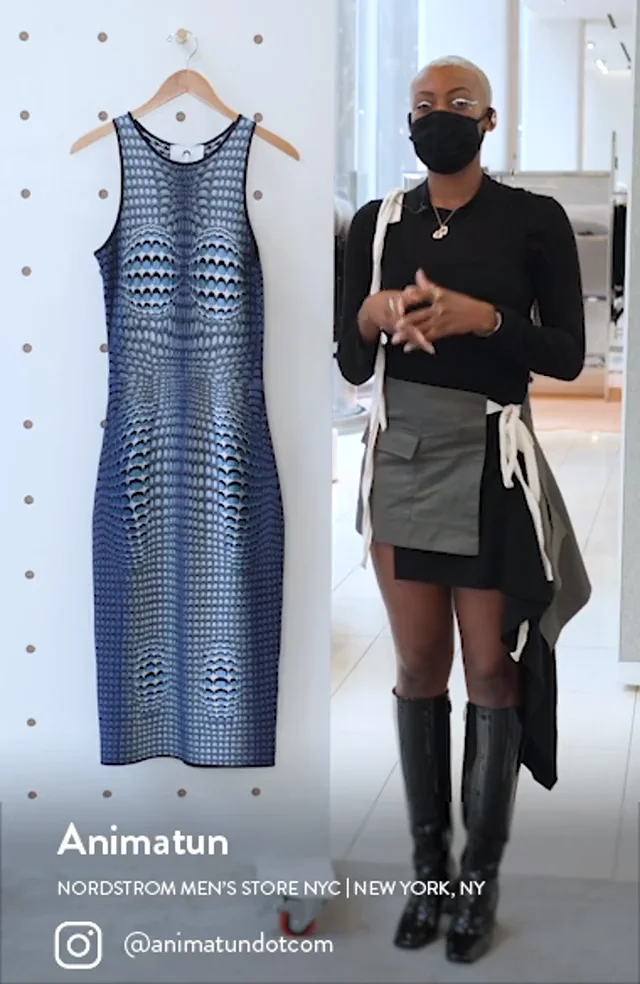 marine serre jacquard midi dress Marine Serre Oon Fish Skin Jacquard Dress In Blue - 61% Off