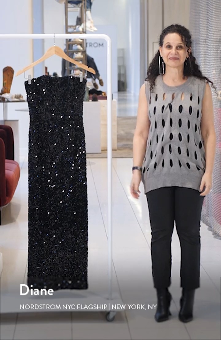 Leslie Sequin Strapless Gown