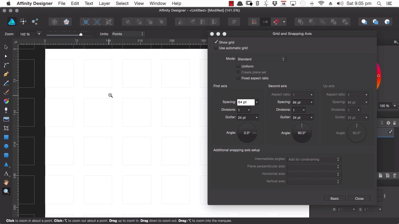 affinity designer grid and snap