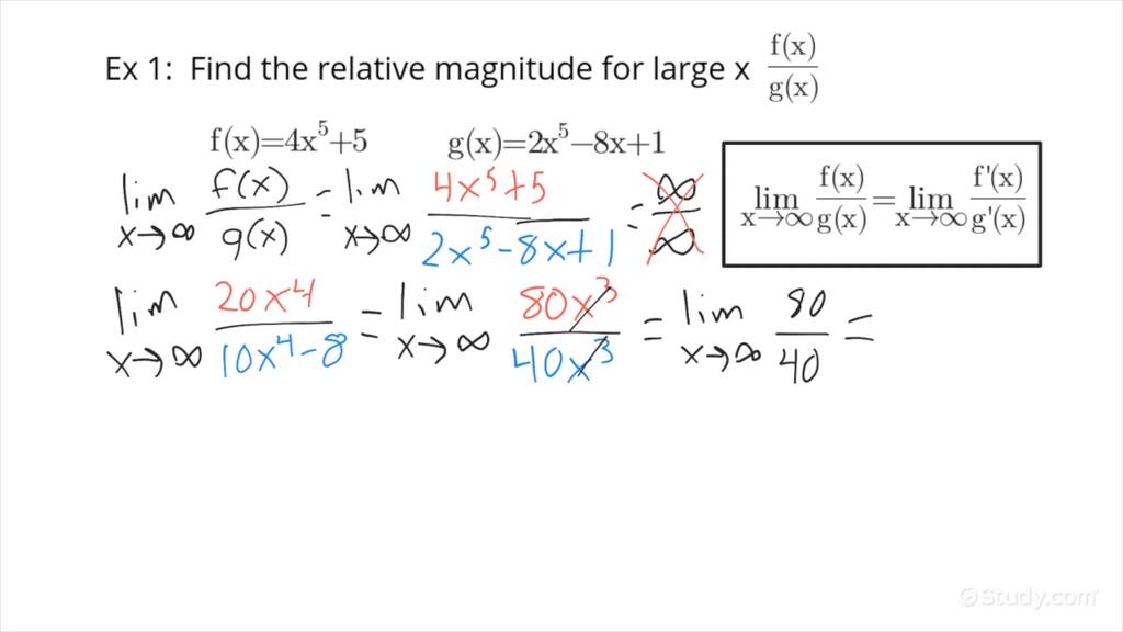 How to Find the Relative Magnitudes of 2 Functions for Large Values of ...