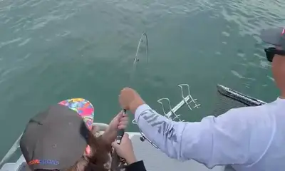  10y old 1st open water fishing 