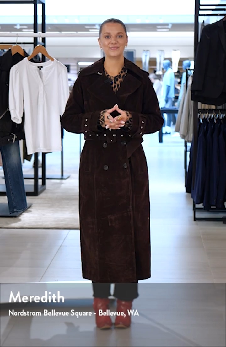 Avec Les Filles Double Breasted Faux Suede Trench Coat | Nordstrom