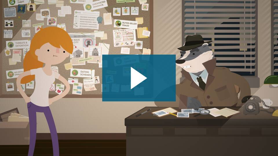 Video thumbnail for How to Spot Scams with a play button over the top.