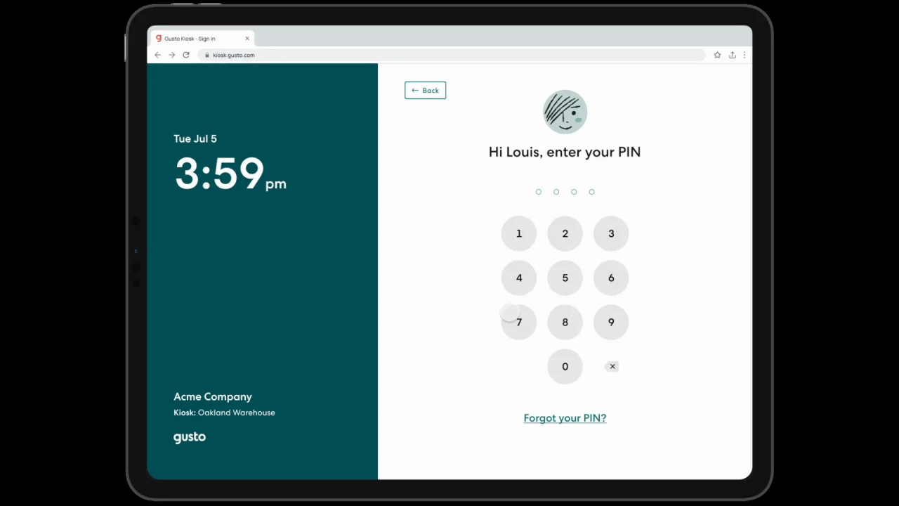 Gusto Time Kiosk demo, image size:1280x720