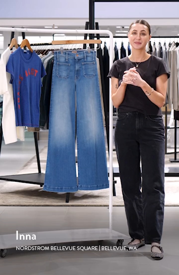 The Hustler Roller Patch Pocket Sneak Wide Leg Jeans (Women