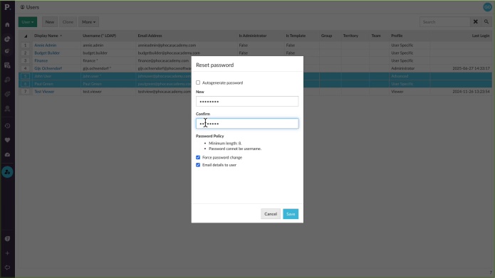 Reset and expire passwords