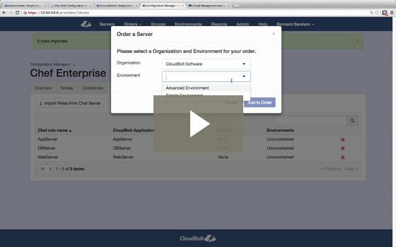 Video integration of CloudBolt with Chef Enterprise Configuration Management