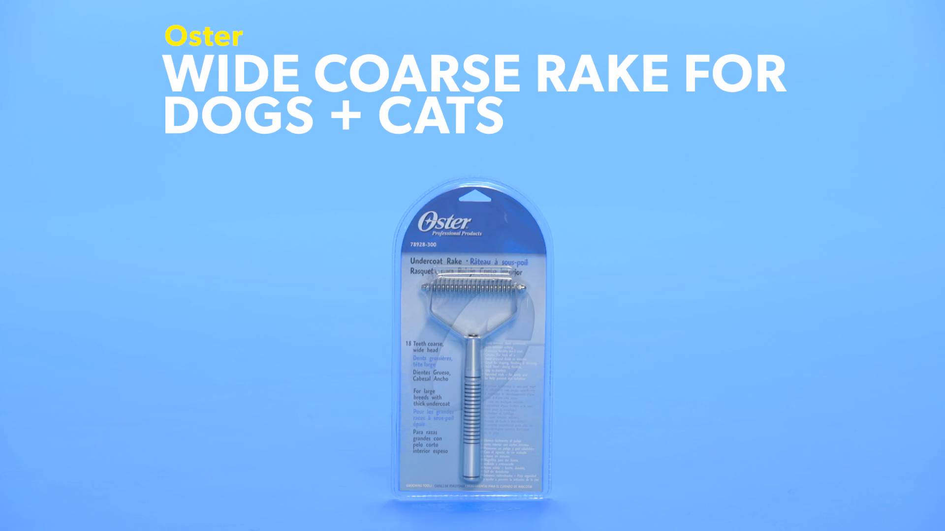 Oster Professional Dog Grooming Undercoat Rake 18 Teeth Medium/Fine 078928-320 