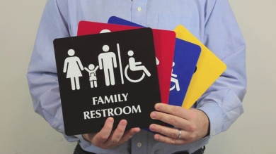 Family Pictogram Braille Restroom Sign