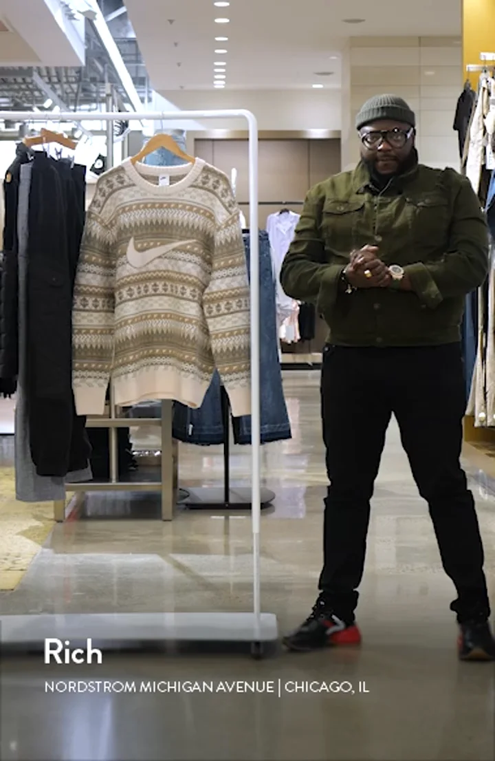 Nike Life Fair Isle Swoosh Wool Blend Crewneck Sweater | Nordstrom
