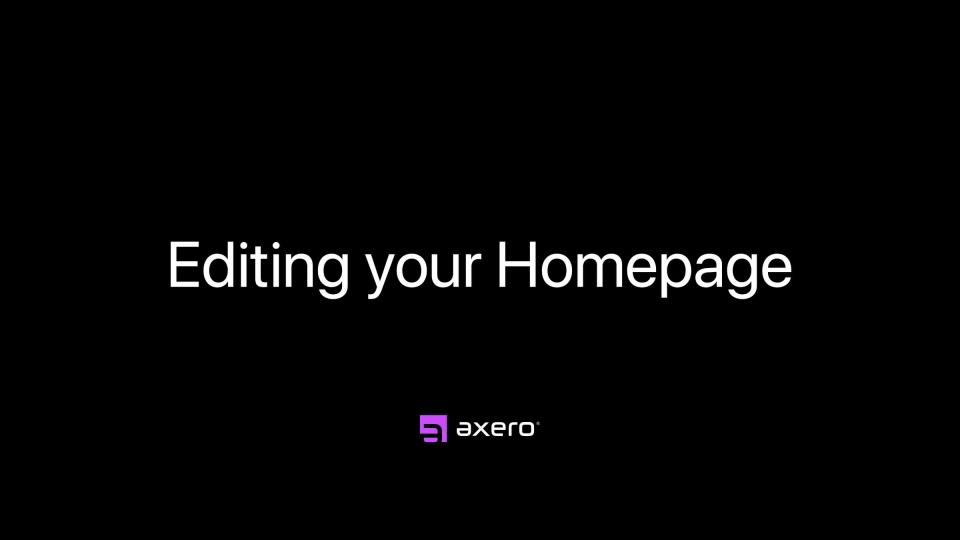 Editing your Homepage