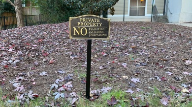 No Soliciting Loitering Statement Lawn Plaque