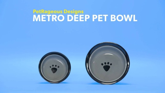 PetRageous Metro 6 Inch Diameter 2 Cup Capacity Pet Bowl, Gray 