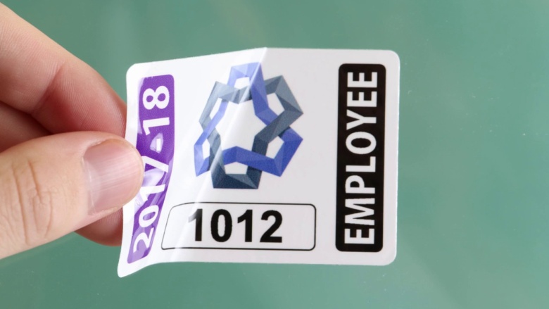 Laminated White Vinyl Decals with Back-stick Adhesive