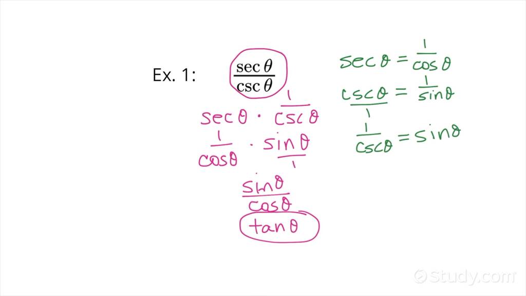 Simplifying Trigonometric Expressions | Trigonometry | Study.com