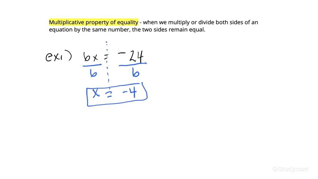 Using The Multiplicative Property Of Equality With Integers | Algebra ...