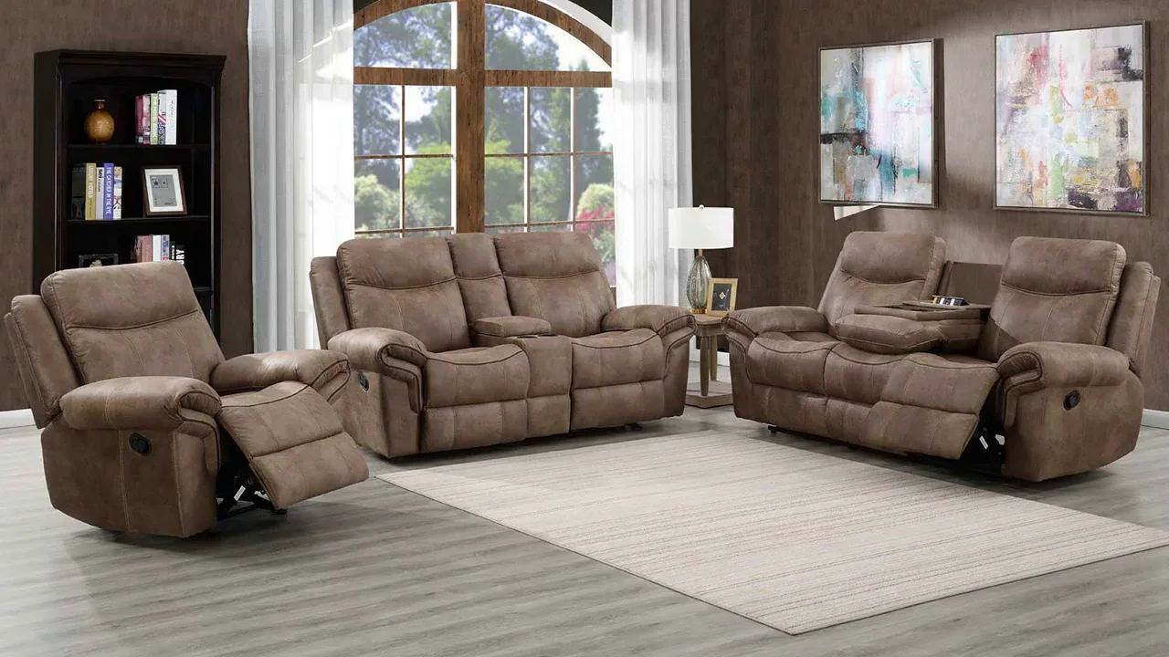 Nashville Reclining Sofa Set Brown Home Furniture