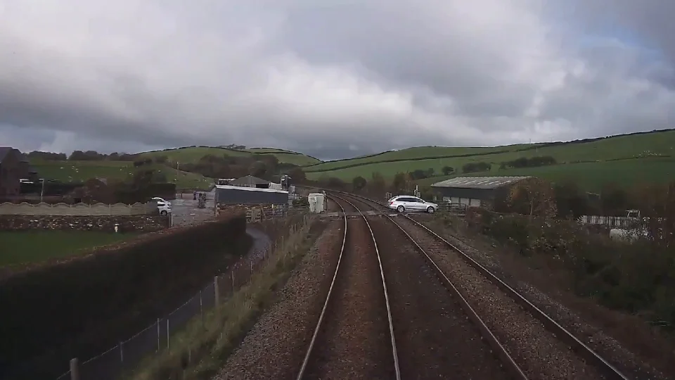 B ROLL FOOTAGE Barrow in Furness level crossing near miss