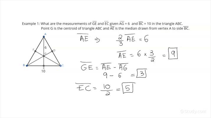 Using The Centroid Of A Triangle To Find Segment Lengths Geometry 8678
