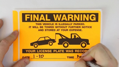 Final Warning Illegally Parked Towed Sticker
