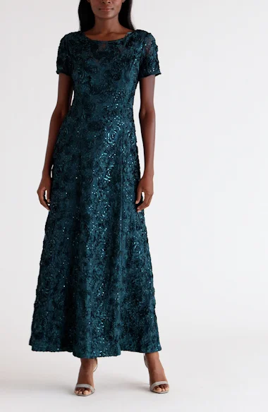 alex evenings a-line rosette dress Alex Evenings Rosette A-Line Gown