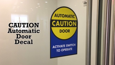2-Sided Caution Automatic Door Die Cut Label
