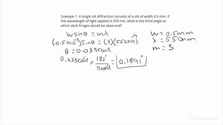 Finding Positions of Dark Fringes in Single Slit | Physics | Study.com