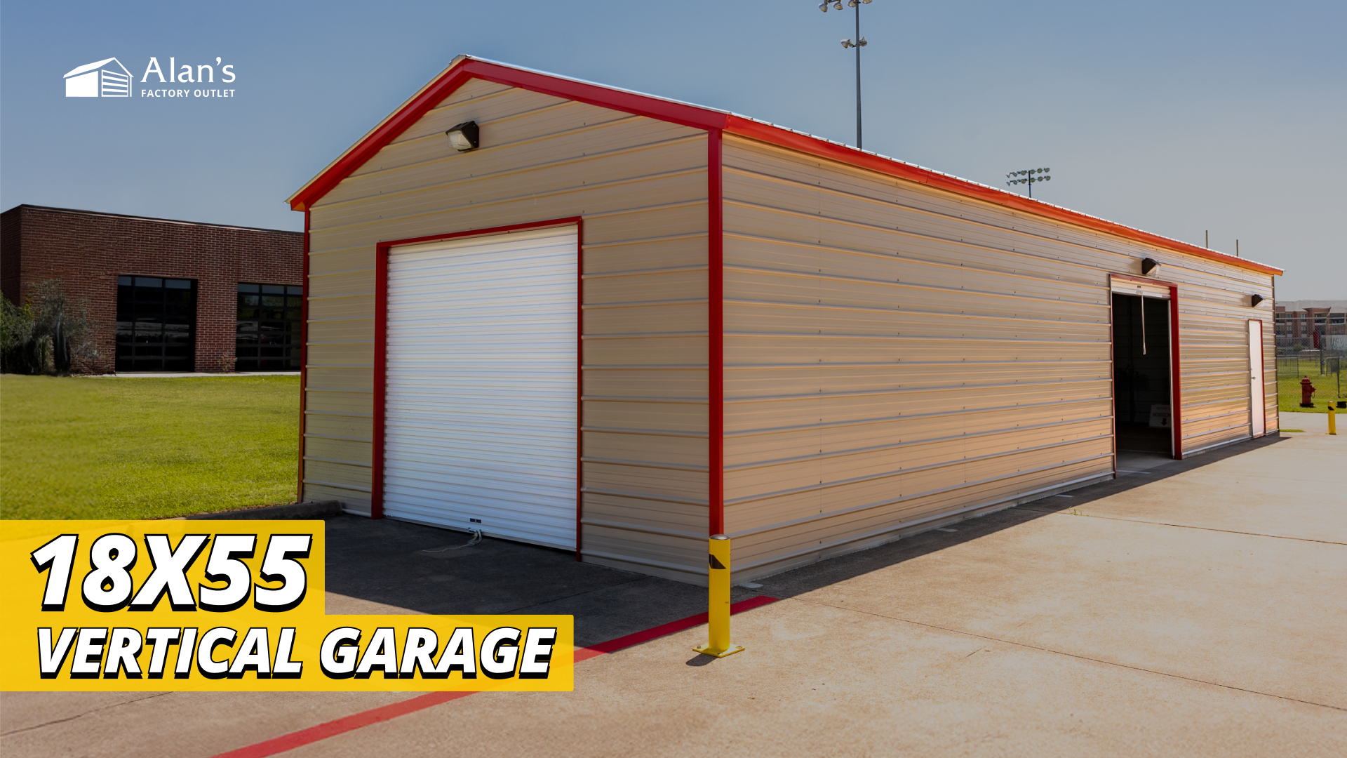 18x55 Vertical Roof Metal Garage - Alan's Factory Outlet