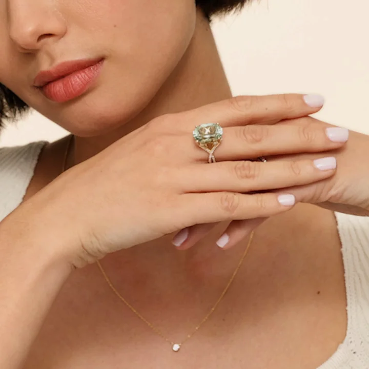 Garden Party Prasiolite and Diamond Cocktail Ring in 18K