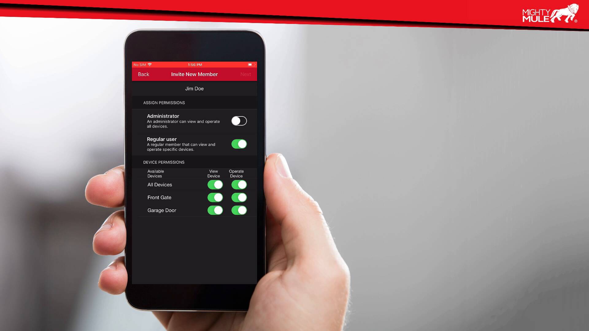 Mighty Mule App - iOS - Add Member - Mighty Mule