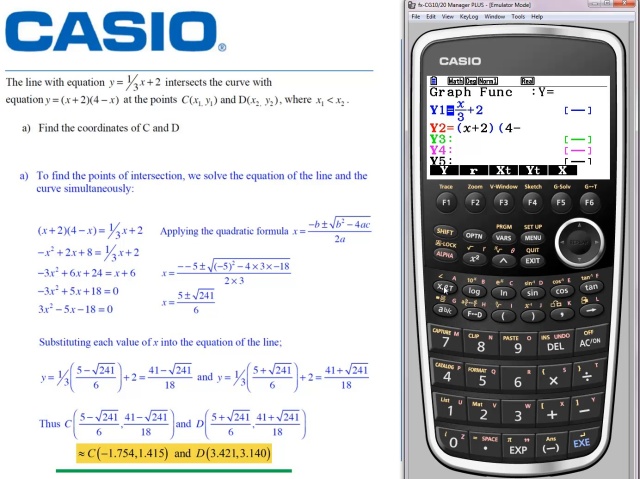 Points of Intersection featuring an a/x² graph on fx-CG50 - Casio  CalculatorThe Calculator Guide