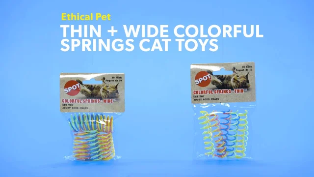 FREE SHIPPING IN THE USA ETHICAL SPOT COLORFUL SPRINGS WIDE 10 PACK CAT TOY. 