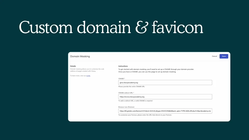 Set up Domain Masking and Favicon