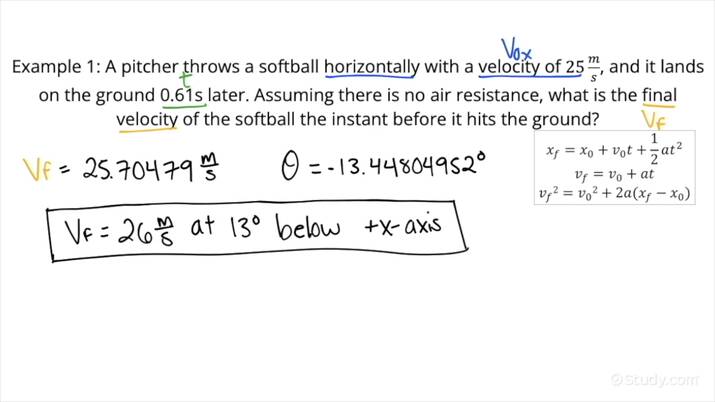 how-to-solve-for-final-velocity-of-a-projectile-launched-horizontally