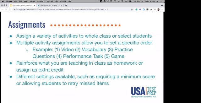 Screenshot from Getting Started With USATestprep video